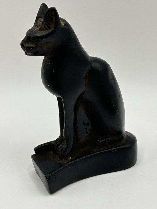 Other - Vintage Egyptian Bastet Cat Figurine Black Carved Resin Statue 4” Retro Witchy